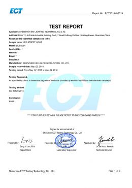 Certificado de PRUEBA EK IP66